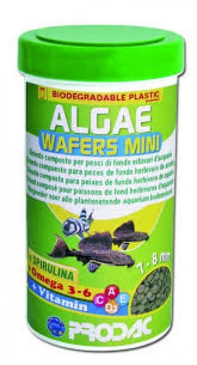 Prodac Algae Wafers Mini augalinės tabletės 7-8mm skersmens, dugninėms žuvims 250ml 135g
