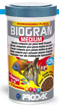 Prodac Biogran Medium vidutinės granulės visų rūšių vidutinio dydžio žuvims 250ml 100g