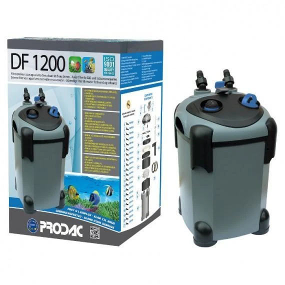 Prodac DF1200 išorinis filtras 350-500L akvariumui, su 9W UV lempa 25,5W 1200L/val