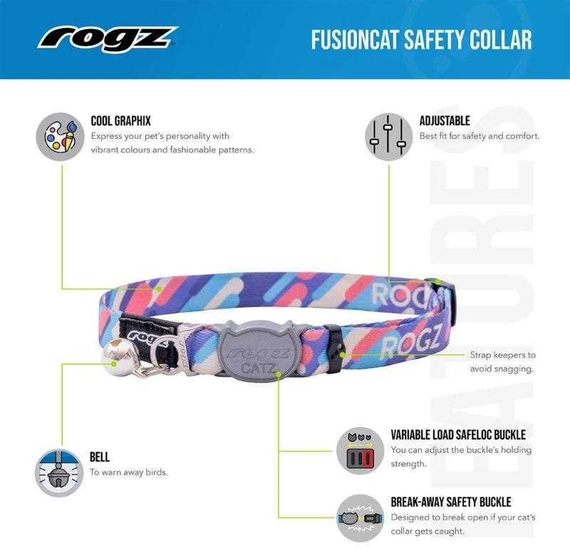 Rogz FusionCat juodas antkaklis 11mm 20-31cm