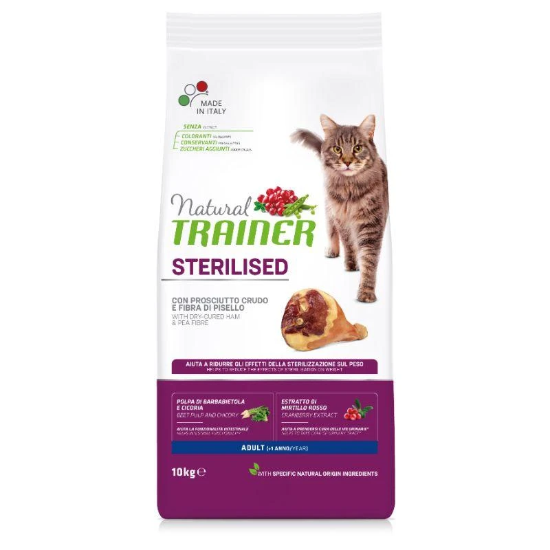 Natural Trainer Cat adult Sterilised HAM su vytintu kumpiu 10kg