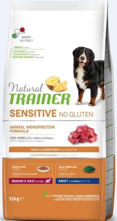 Natural Trainer ADULT DOG SENSITIVE be gliuteno Medium/Maxi su antiena 3kg