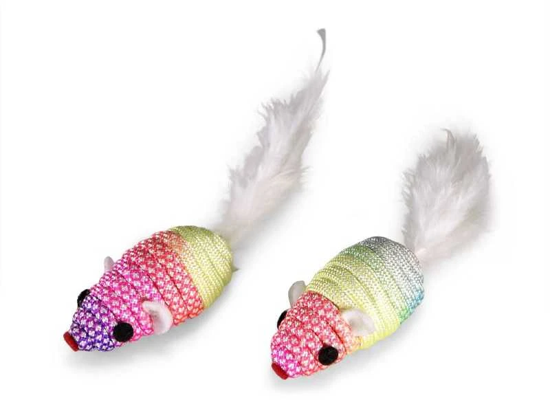 VADIGRAN Cat Toy spalvotos pelytės balta uodega 5cm 2vnt 2pak