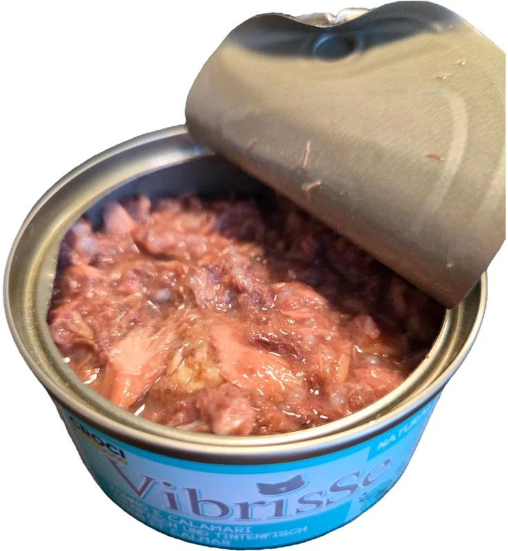 VIBRISSE konservai katėm su tunu ir kalmarais 70g 12vnt