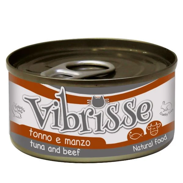VIBRISSE konservai katėms su tunu ir jautiena padaže 70g 12vnt