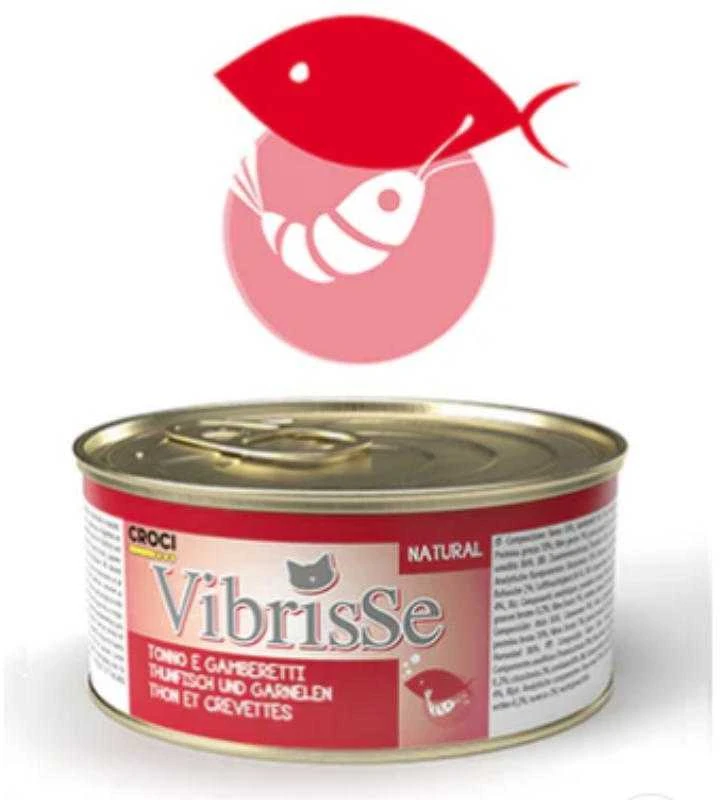 VIBRISSE konservai katėms su tunu ir krevetėmis padaže 70g 12vnt