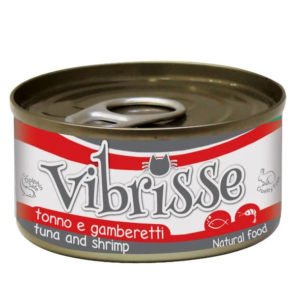 VIBRISSE konservai katėms su tunu ir krevetėmis padaže 70g 12vnt