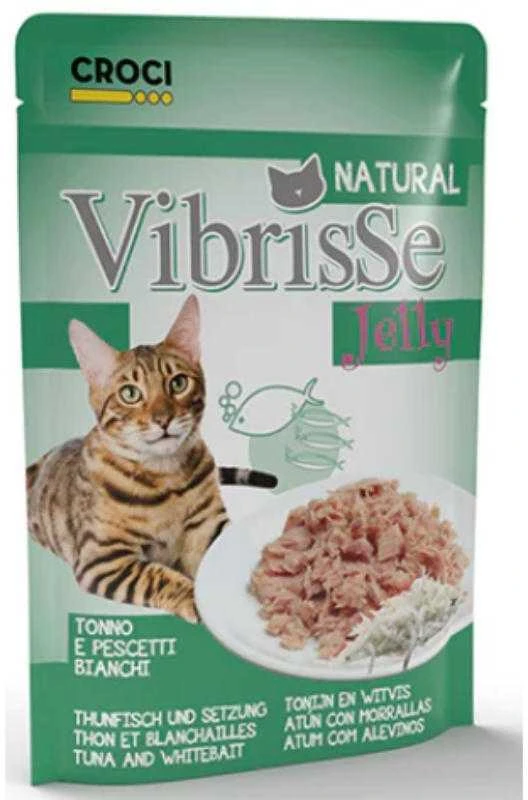 VIBRISSE konservai katėms su tunu ir mailiumi želatine 70g 1vnt (18)