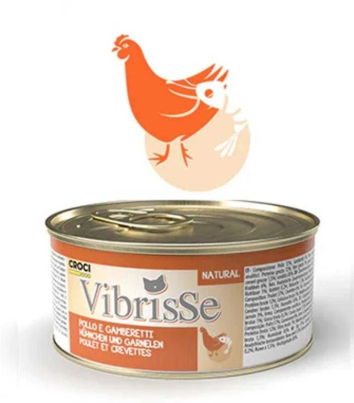 VIBRISSE konservai katėms su vištiena ir krevetėmis 70g 12vnt