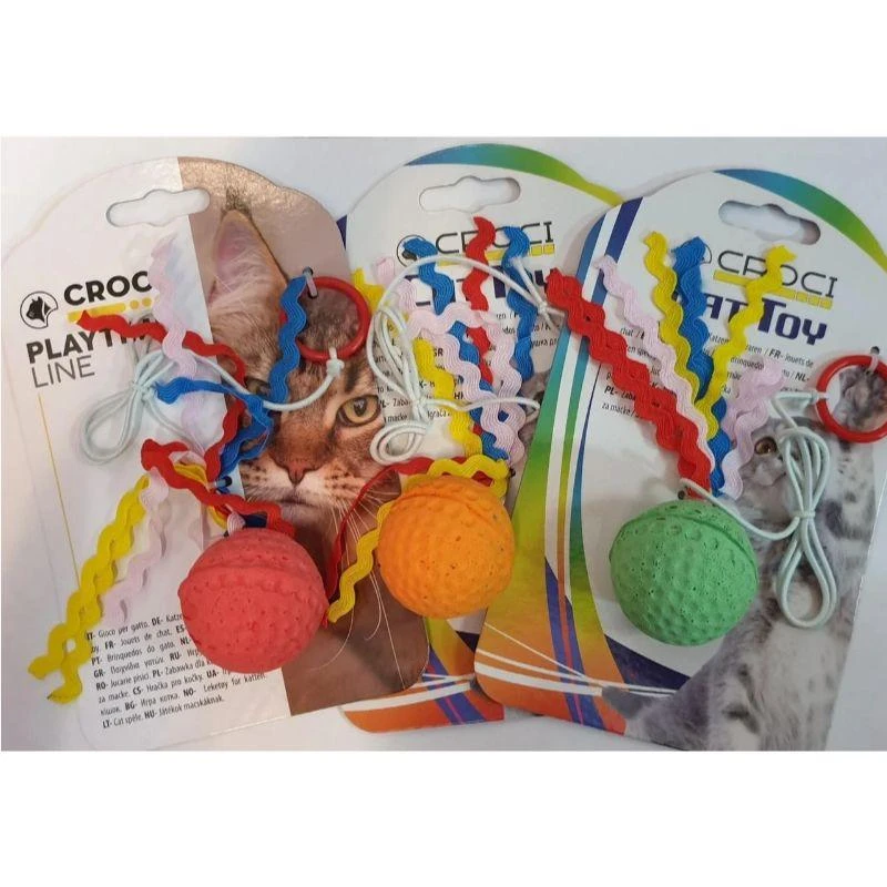 Croci Spa FLYING BALL žaislas katei ant gumytės 4cm 3vnt
