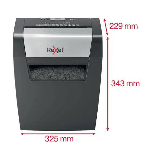 Rexel Momentum X308 smulkintuvo matmenys