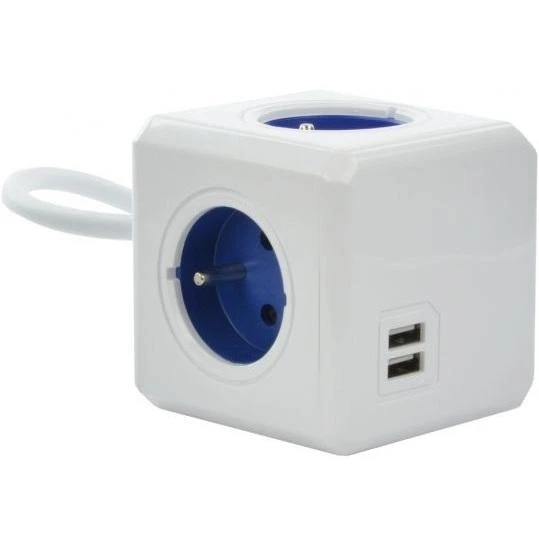 Allocacoc PowerCube Extended 4 lizdai 2x USB 1,5m malūnėlis
