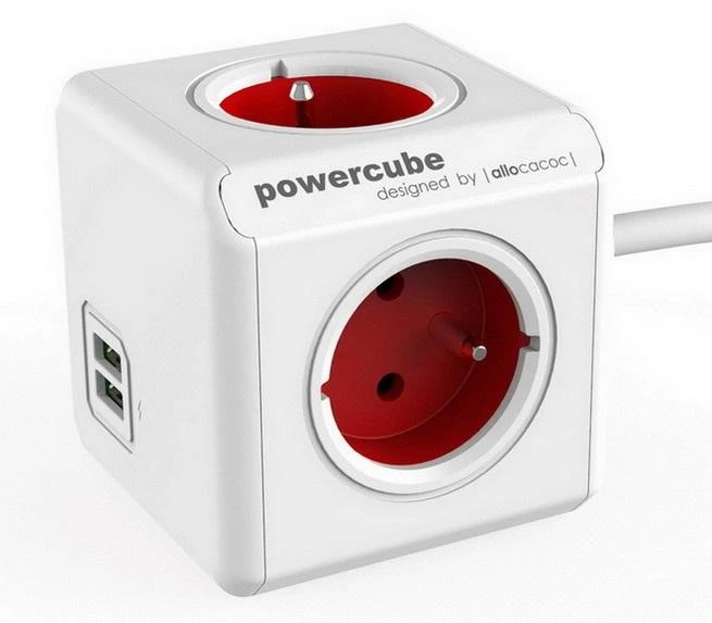 Allocacoc PowerCube Extended USB 1,5 m - raudona