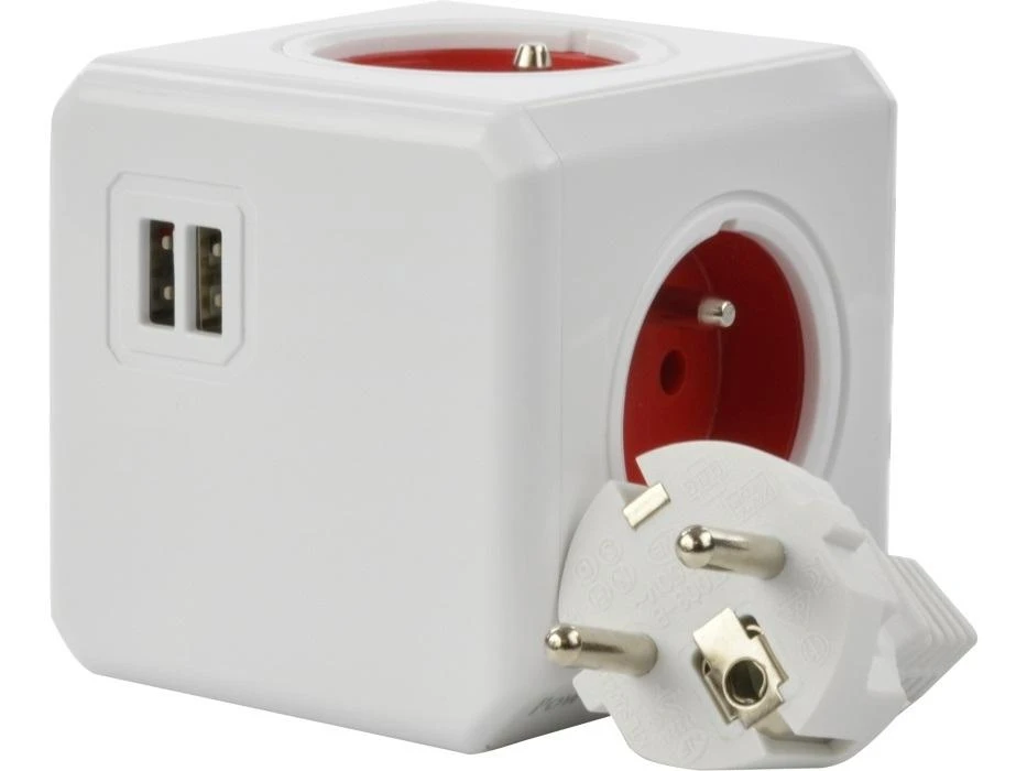 Allocacoc PowerCube Extended USB 1,5 m - raudona