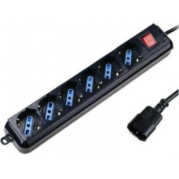 Techly IUPS-PCP-6V elektros tinklo ilgintuvas 1,5 m 6 AC išvestis(ys / čių) Juoda