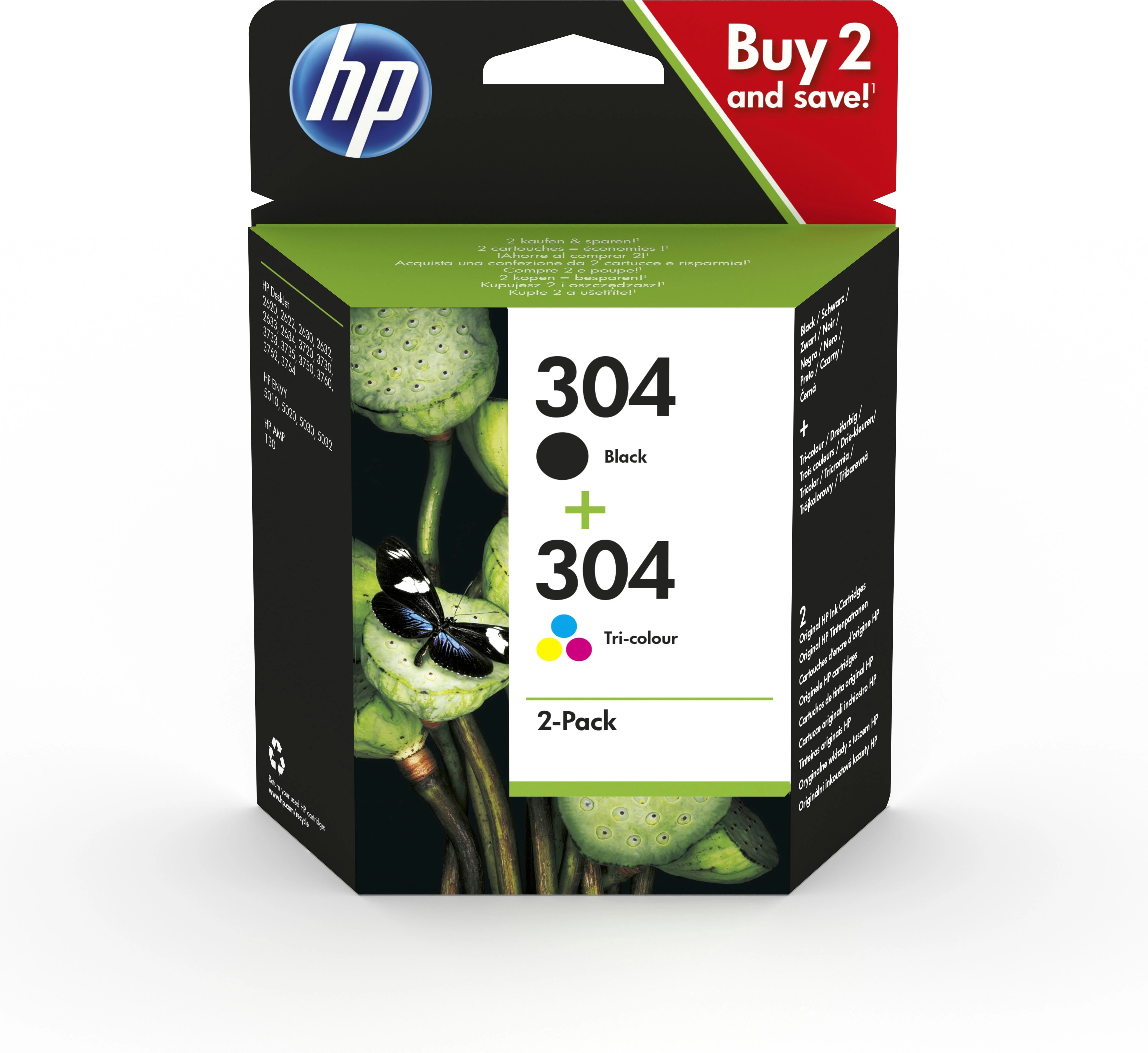 Hewlett Packard (HP) HP 304 2 vnt. Juodas/Tri-color Original Ink Cartridges