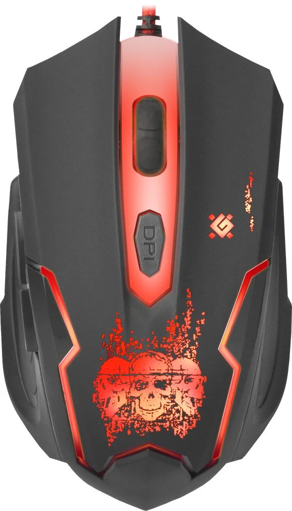 DEFENDER pelė su laidu žaidimams Skull GM-180L juodas,6 buttons, 3200dpi, 52180