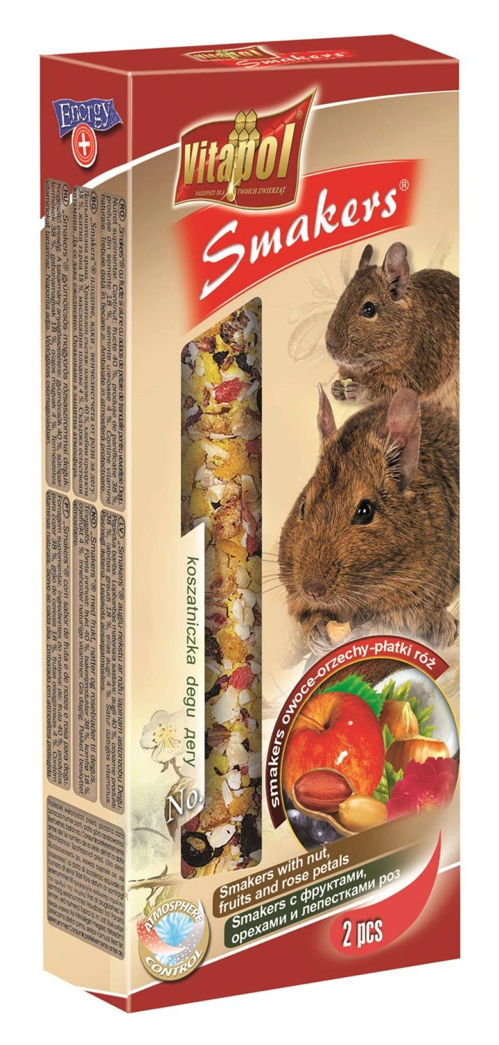 Vitapol Smakers® degu su vaisiais, riešutais ir rožių žiedlapiais 2vnt