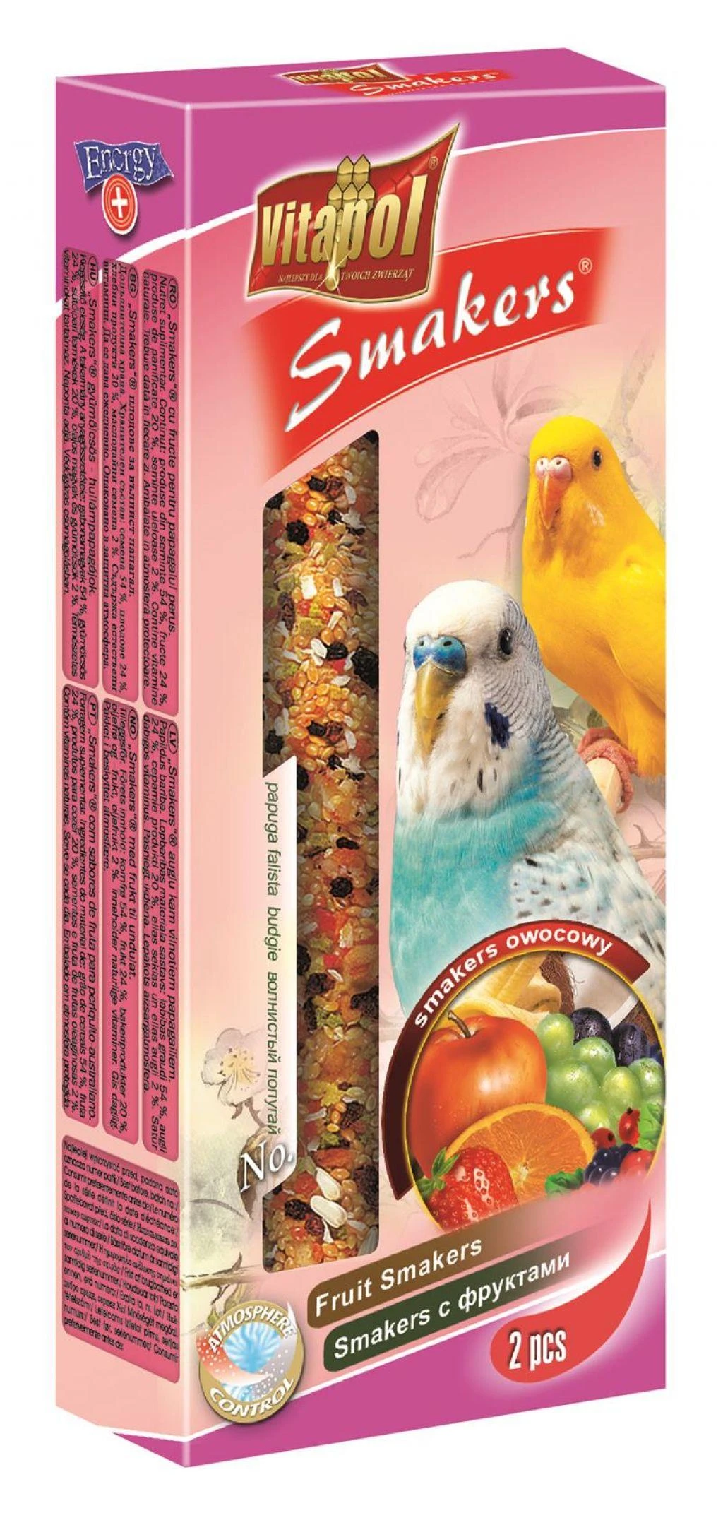 Vitapol Smakers skanėstas banguotosioms papūgėlėms, su vaisiais (2 vnt) 80g