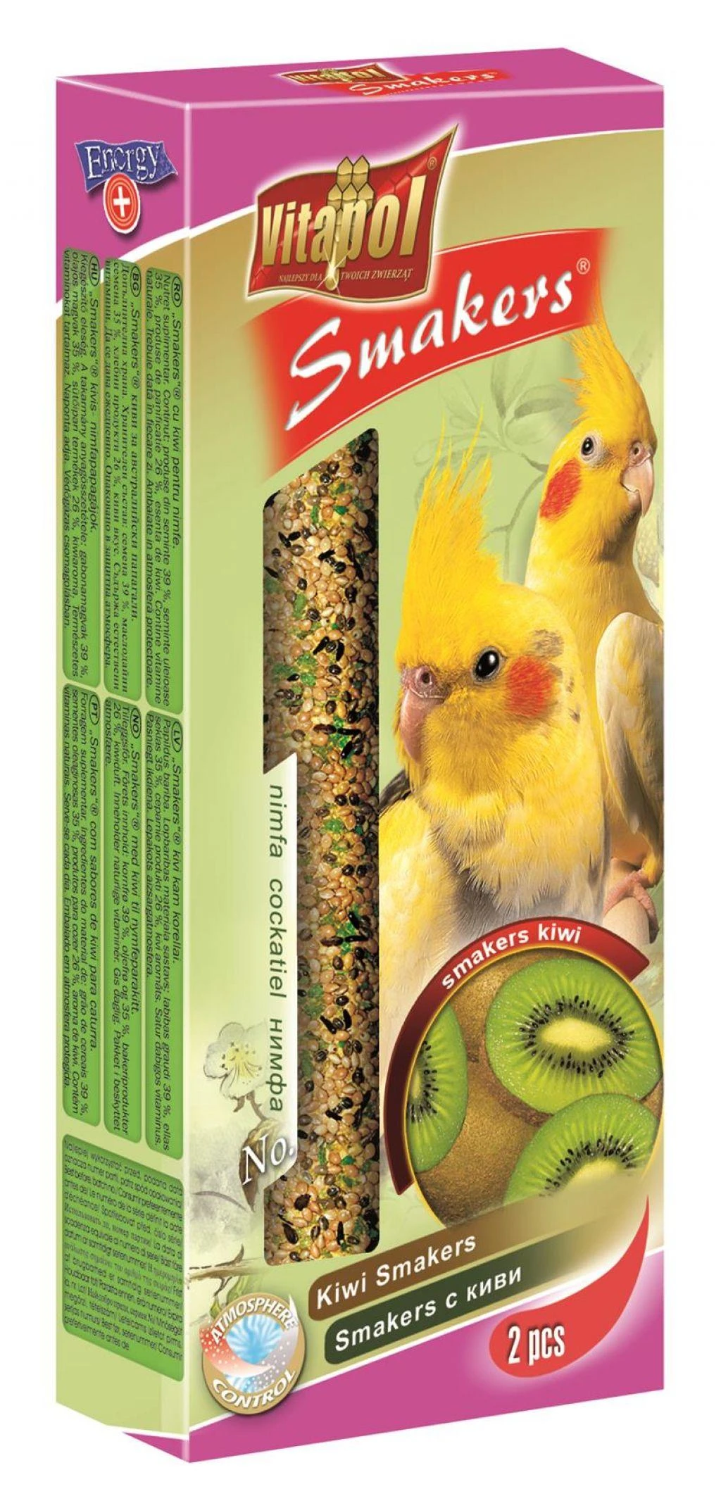Vitapol Smakers skanėstas papūgoms Nimfoms, su kiviais (2 vnt) 90g