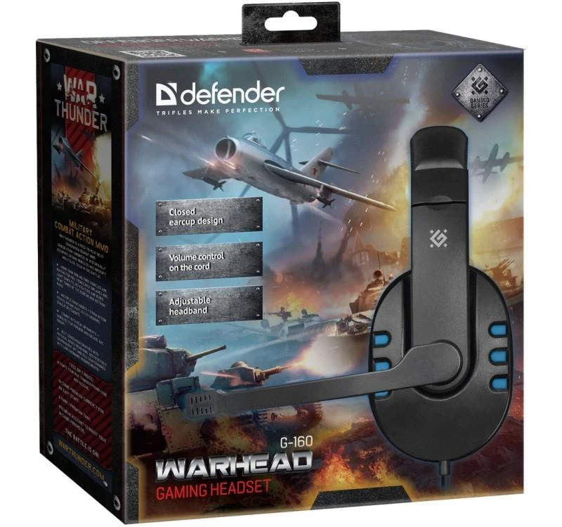 „Defender Warhead G-160“ ausinės, juodos (64118)