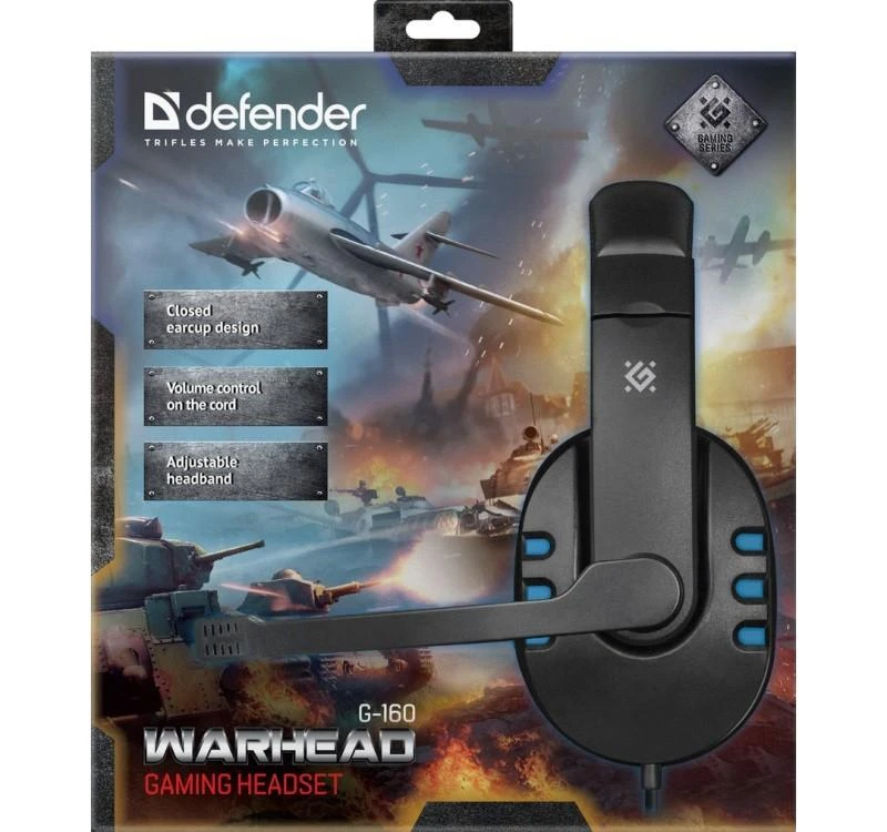 „Defender Warhead G-160“ ausinės, juodos (64118)