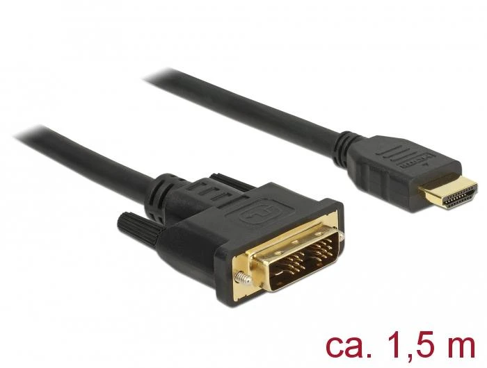 DVI į HDMI kabelis 1.5m su paauksuotomis jungtimis