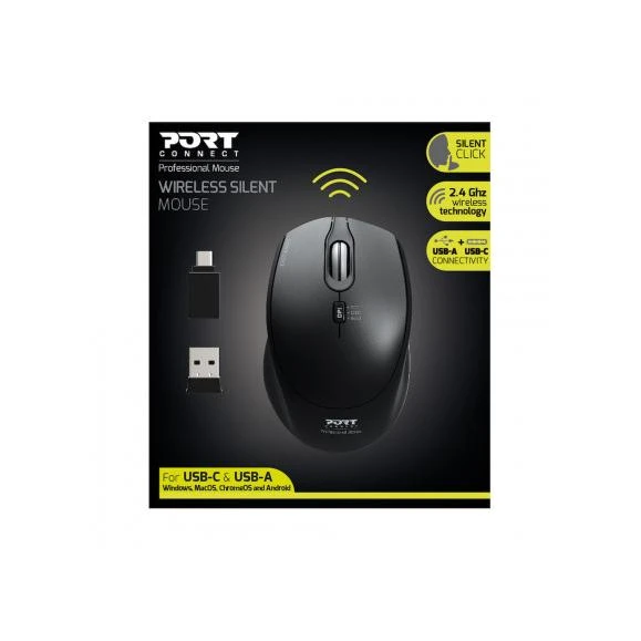 PORT DESIGNS Office PRO Silent Pelė 900713 Wireless, Juodas