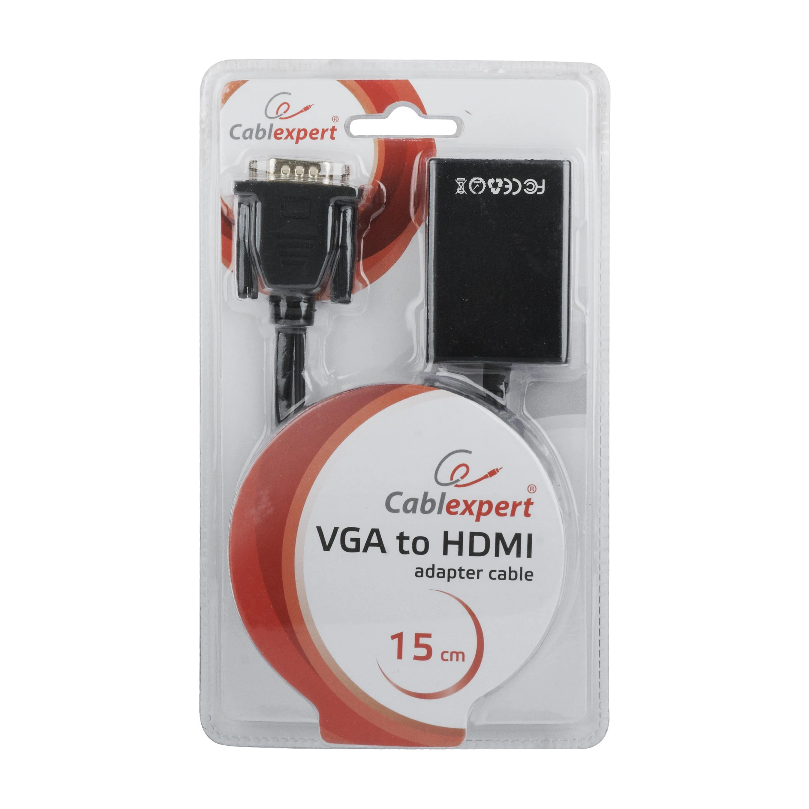 GEMBIRD A-VGA-HDMI-01 VGA į HDMI adapterio kabelis 0.15 m juodas blisteryje