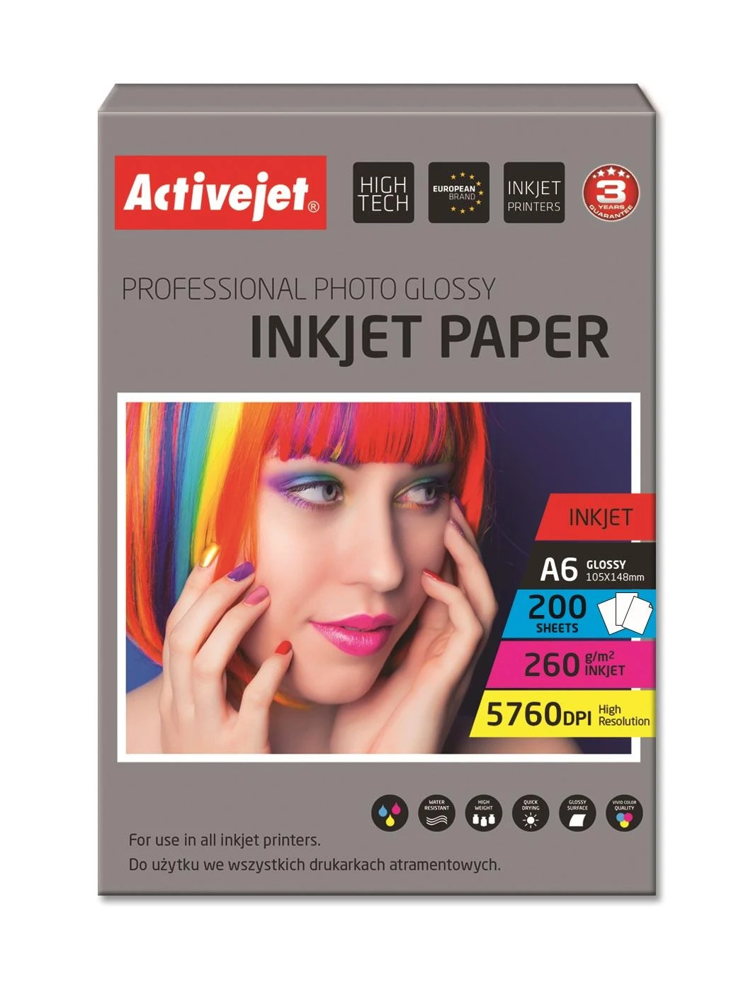 Nuotraukų Popierius - Activejet AP6 260GR 200 (A6; 200 Kopijų)