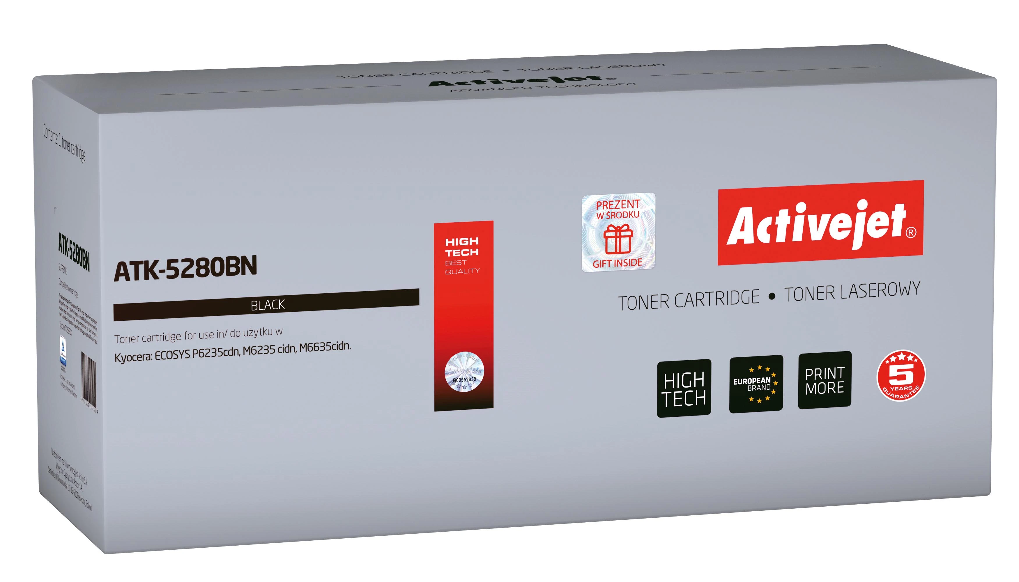 Tonerio Kasetė - Activejet ATK-5280BN (Kyocera Pakaitalas TK-5280K; Supreme; 13000 Puslapių; Juoda)