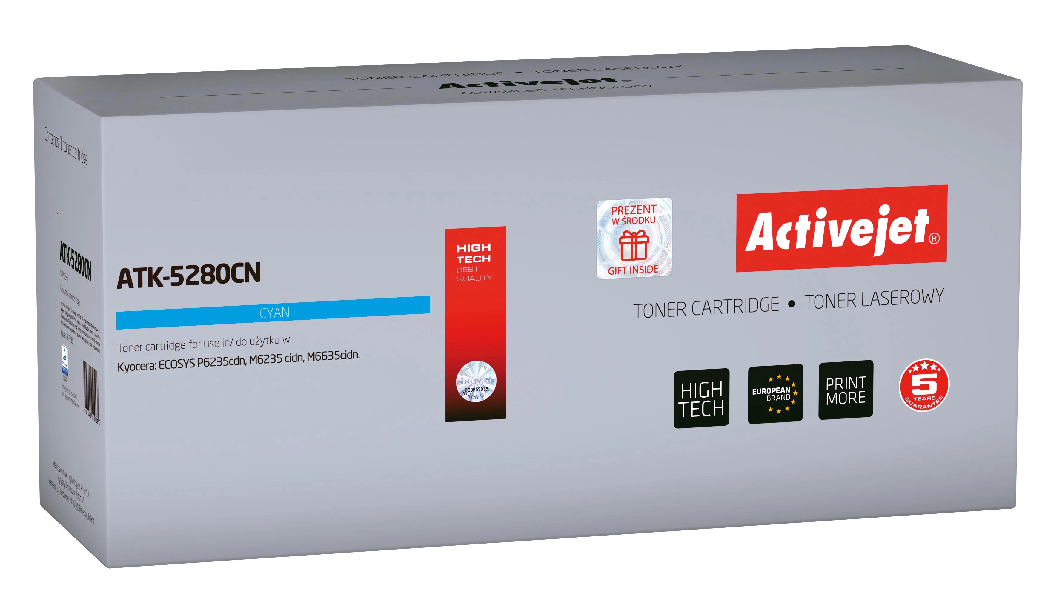 Tonerio Kasetė - Activejet ATK-5280CN (Kyocera Pakaitalas TK-5280C; Mėlyna)