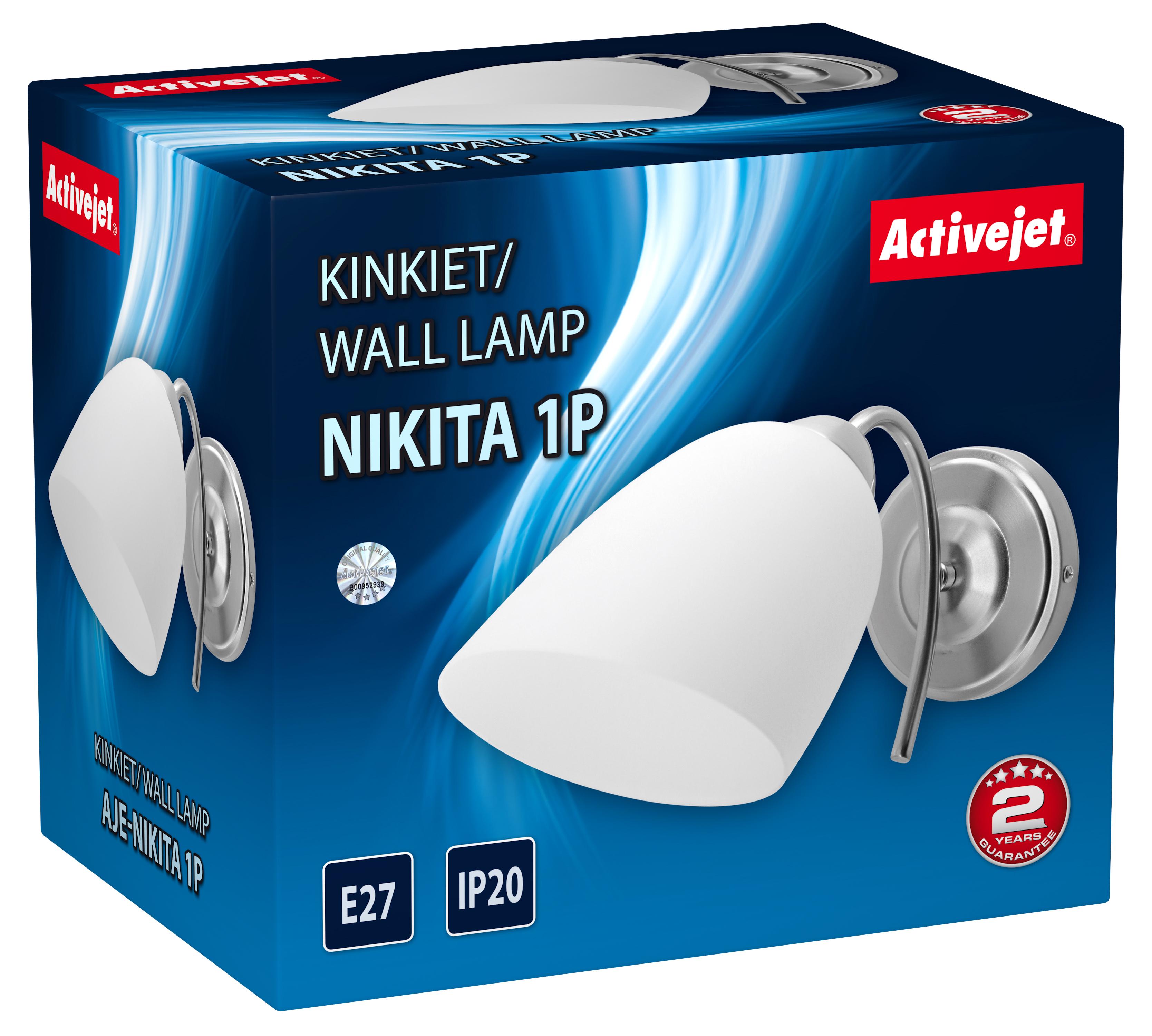 Sieninis Šviestuvas - Activejet Nikita E27 Nikelis