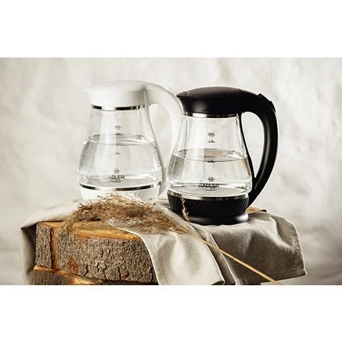 Adler Virdulys AD 1274 Standartinis, Plastikas, stiklas, Juodas/ skaidrus, 2200 W, 360° sukamasis pagrindas, 1,7 L