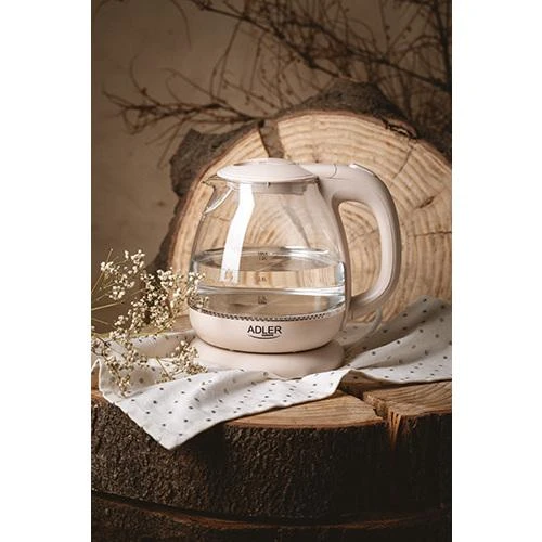 Adler | Virdulys | AD 1283C | Electric | 900 W | 1 L | Glass/Nerūdijantis plienas | 360° rotational base | Kreminis