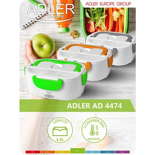 Adler | Pietų dėžutė | AD 4474 | Talpa 1,1 L | Baltas/ pilkas | Medžiaga Plastikas