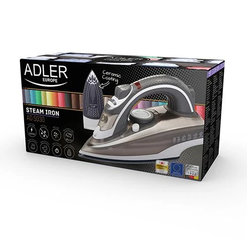 Adler | Lygintuvas | AD 5030 | Garų lygintuvas | 3000 W | Vanduo tank capacity 310 ml | Continuous steam 20 g/min | Brown