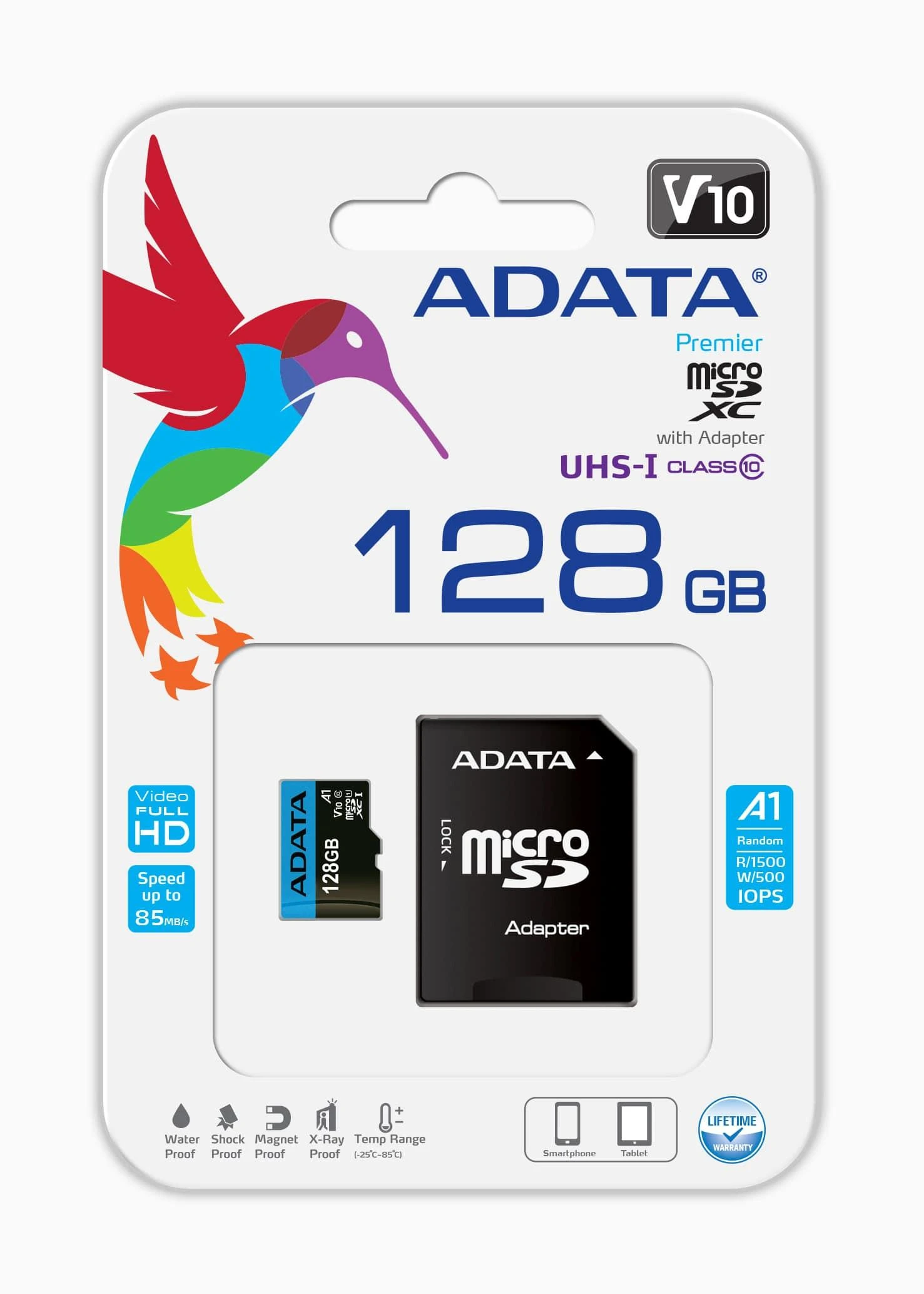 Atminties kortelė ADATA 128GB Micro SDXC V10 85MB/s + adapteris