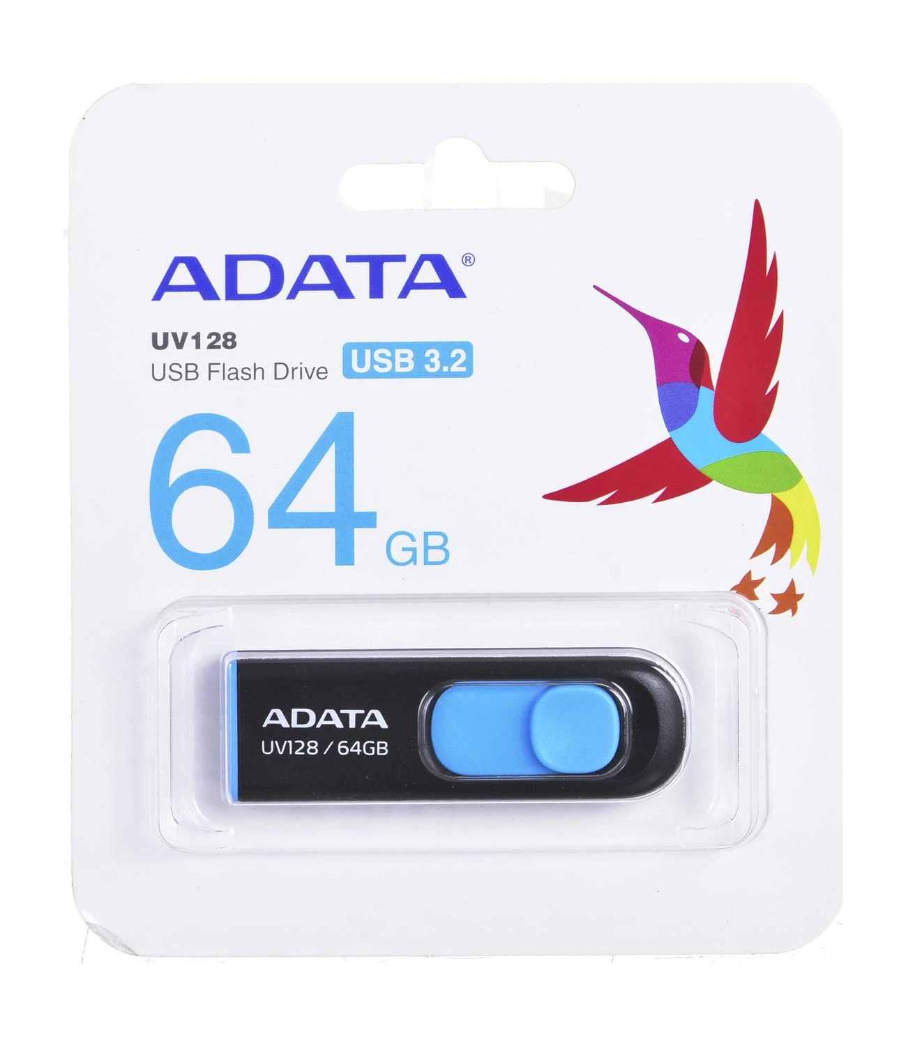 Atmintukas Adata UV128 64GB Juodas/Mėlynas