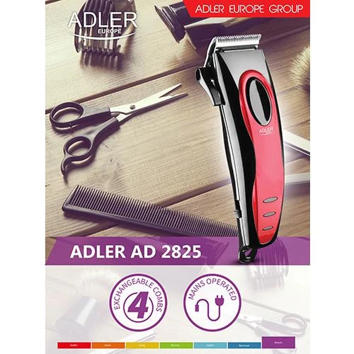 Adler | Plaukų kirpimo mašinėlė | 2825 m. AD | Virvelinis | Raudona
