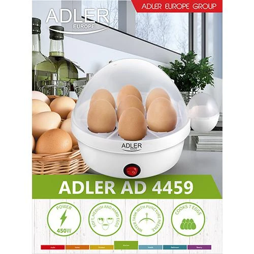 Adler Egg Boiler AD 4459 450 W, Baltas, Kiaušinių talpa 7