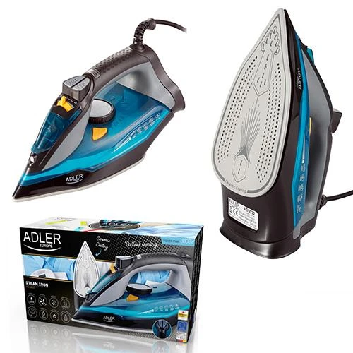 Adler | Lygintuvas | AD 5032 | Garų lygintuvas | 3000 W | Vanduo tank capacity 350 ml | Continuous steam 45 g/min | Steam boost performance 80 g/min | Mėlyna/Pilkas
