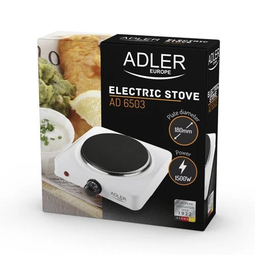 Adler | Laisvai pastatoma stalo kaitlentė | AD 6503 | Degiklių / virimo zonų skaičius: 1 | Elektrinė | Baltas