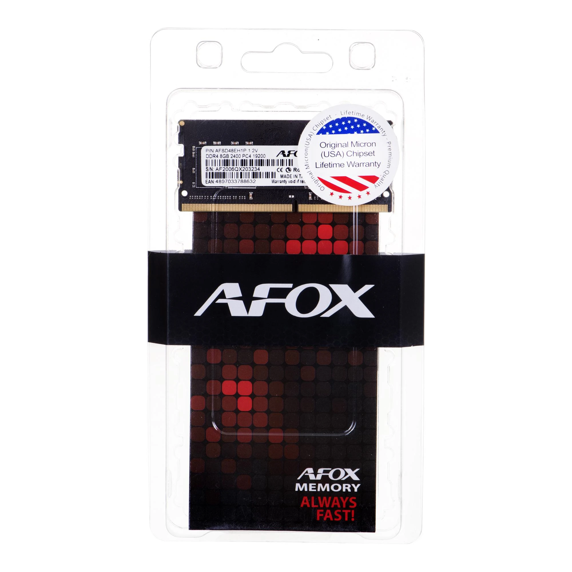 AFOX DDR4 8GB SO-DIMM atmintis pakuotėje