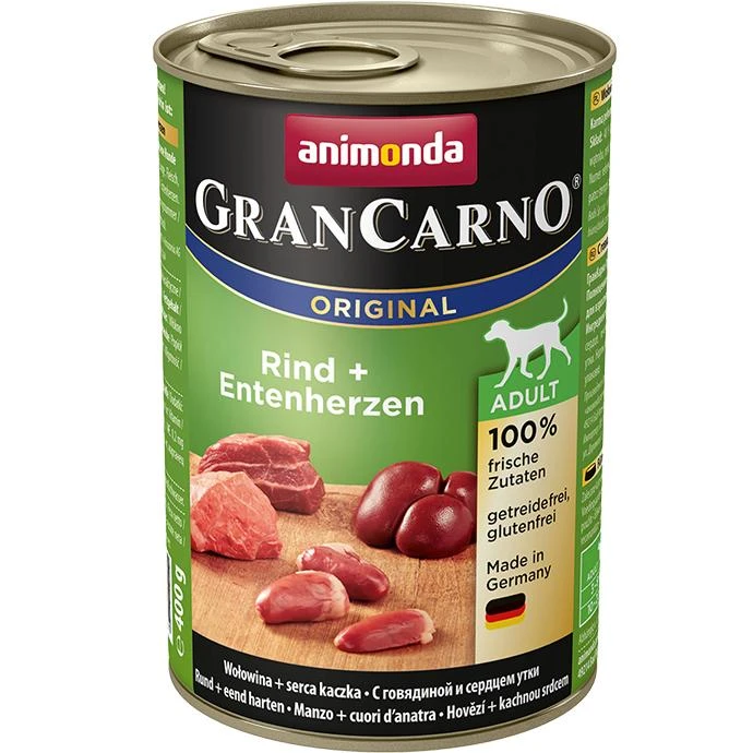Animoda Animonda Grancarno adult 400g suaugusių šunų konservai su jautiena ir ančių širdelėmis