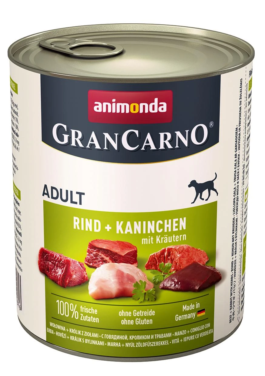 Animoda Šunų Maistas - Animonda GranCarno Suaugusiųjų Jautiena Su Triušiena Ir Žolelėmis 800 G