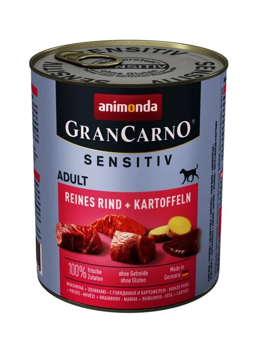Šunų Maistas - ANIMONDA GranCarno Suaugusiųjų Sensitiv Jautiena su Bulvėmis 800g