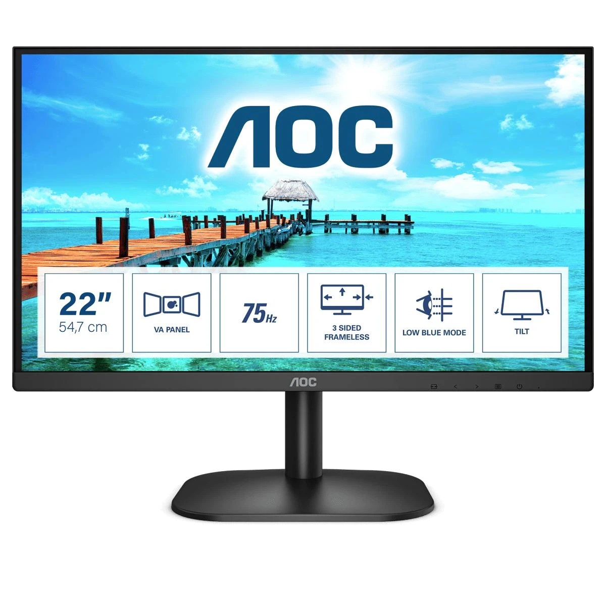 Monitorius AOC 22B2H LED 21.5inch/Business/Panel VA/ Full HD 1080p VGA 60Hz HDMI 75 Hz