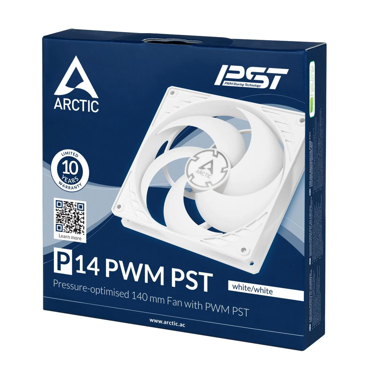 ARCTIC P14 PWM PST korpuso ventiliatorius, 4-pin, 140mm, baltas