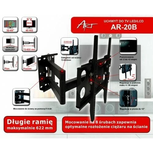 ART RAMT AR-20B ART LCD laikiklis AR-20B LCD televizorius Juodas 32-50 45kg